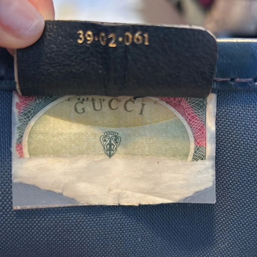 ❌SOLD❌GUCCI⚡️⚡️GG Supreme Coated Navy Tote - Picture 11 of 17